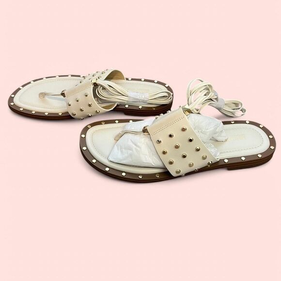NWOT Michael Kors cream studded leather sandals. Size 7 - Picture 2 of 6